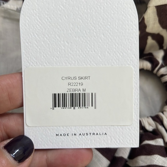 Rumer The Label Cyrus Brown Zebra Print Slit 100% Linen Maxi Skirt Medium New - Picture 7 of 8